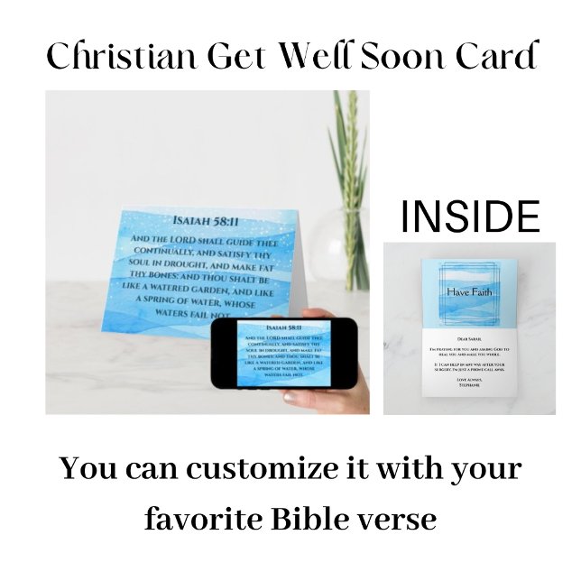 Blue Watercolor Faith Scripture Quote Get Well Car Card (Creator Uploaded)