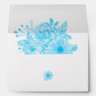 Blue Watercolor Floral 5x7 Wedding Invitation Envelope