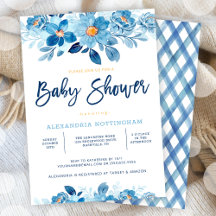 Blue Watercolor Floral Baby Shower