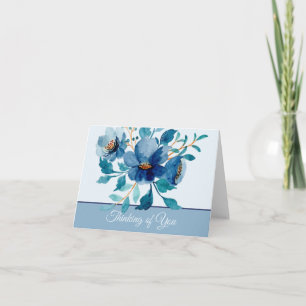 Blue watercolor floral customisable note card
