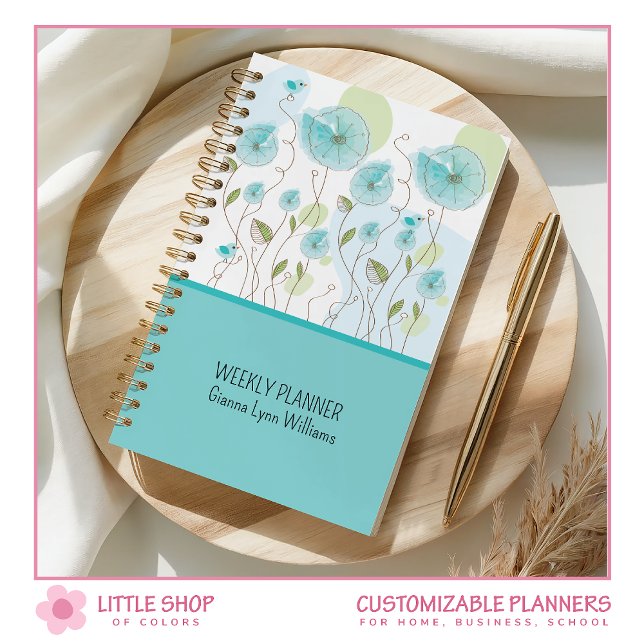 Blue Watercolor Floral Customisable Planner (Creator Uploaded)