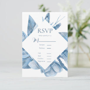 Blue Watercolor Floral Frame RSVP Card
