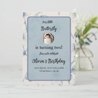 Blue Watercolor Floral Pattern Invitation