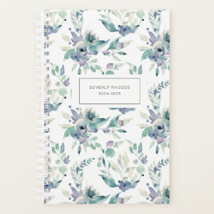 Blue Watercolor Floral Planner