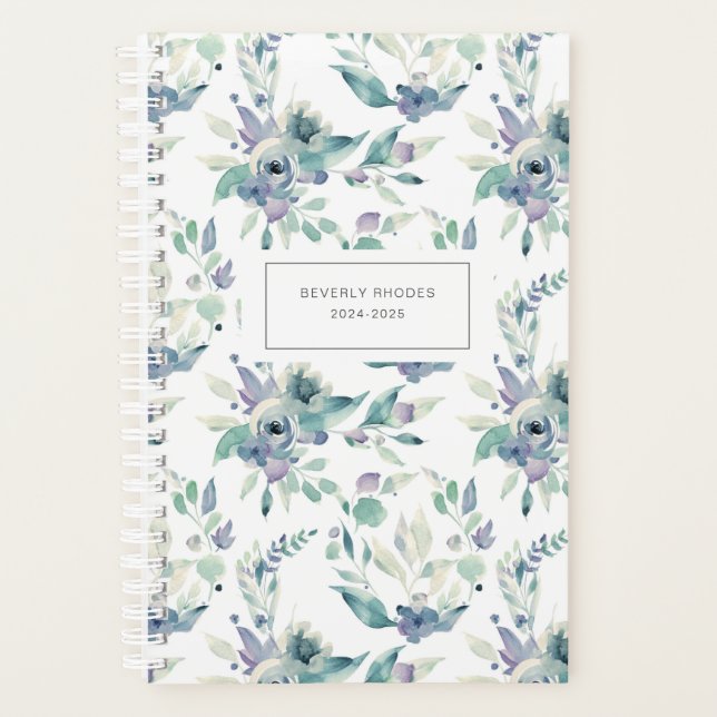 Blue Watercolor Floral Planner (Front)