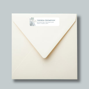 Blue Watercolor Floral Return Address Custom Label