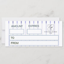 Blue Watercolor floral stripes Gift Certificate