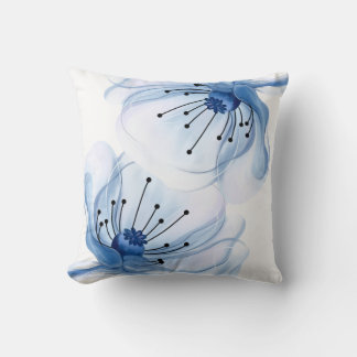  Blue Watercolor Floral Throw Pillow For Spring 