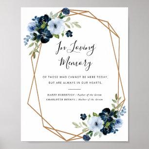 blue watercolor floral wedding memorial sign