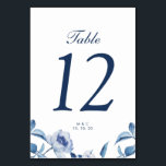 Blue Watercolor Floral Wedding Table Numbers Card<br><div class="desc">Blue Watercolor Floral Wedding Table Numbers Card</div>