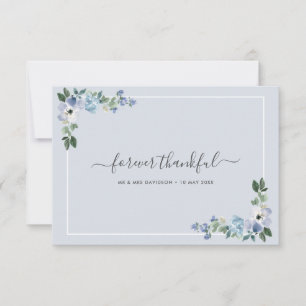 blue watercolor floral wedding thank you card