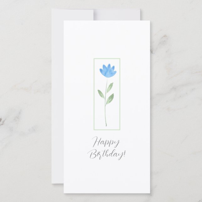 Blue Watercolor Flower Card (Front)
