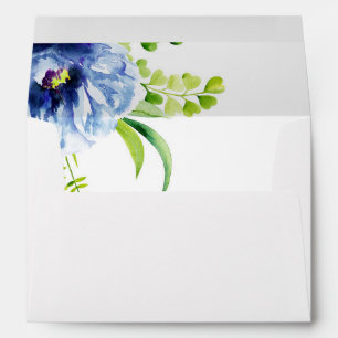 Blue Watercolor Flower Envelope