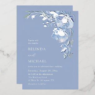 Blue Watercolor Flowers Casual Wedding