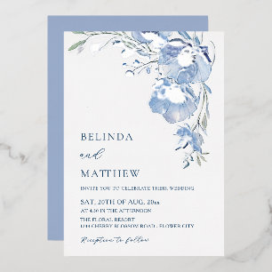 Blue Watercolor Flowers Casual Wedding