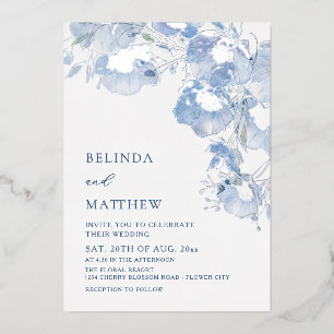 Blue Watercolor Flowers Casual Wedding