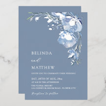 Blue Watercolor Flowers Casual Wedding