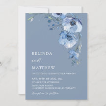 Blue Watercolor Flowers Casual Wedding