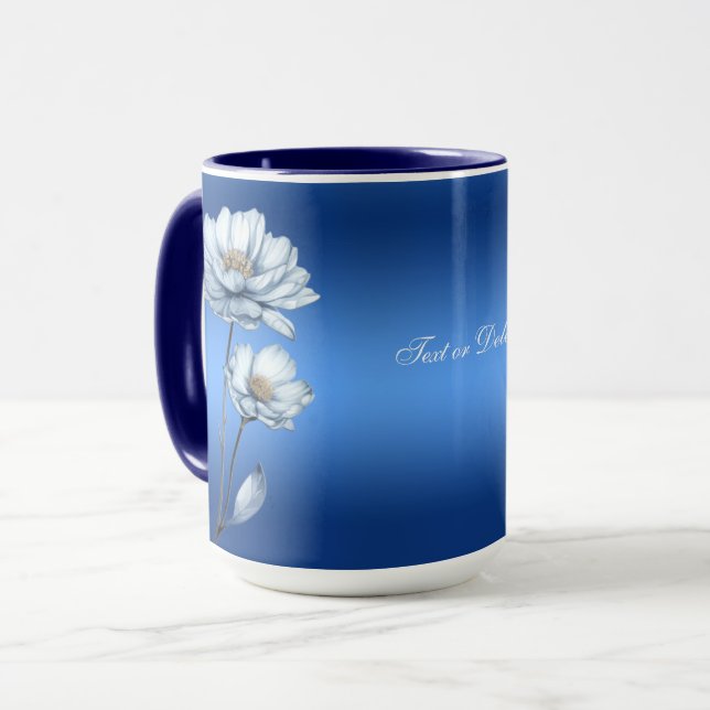 Blue Watercolor Flowers Mug (Front Left)