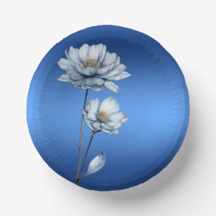 Blue Watercolor Flowers Paper Plate