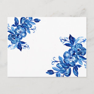 Blue Watercolor Flowers Postcard
