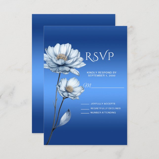 Blue Watercolor Flowers RSVP Card (Front/Back)