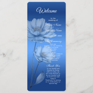 Blue Watercolor Flowers Wedding Program