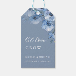 Blue Watercolor Flowers Wedding Thank You Gift Tags