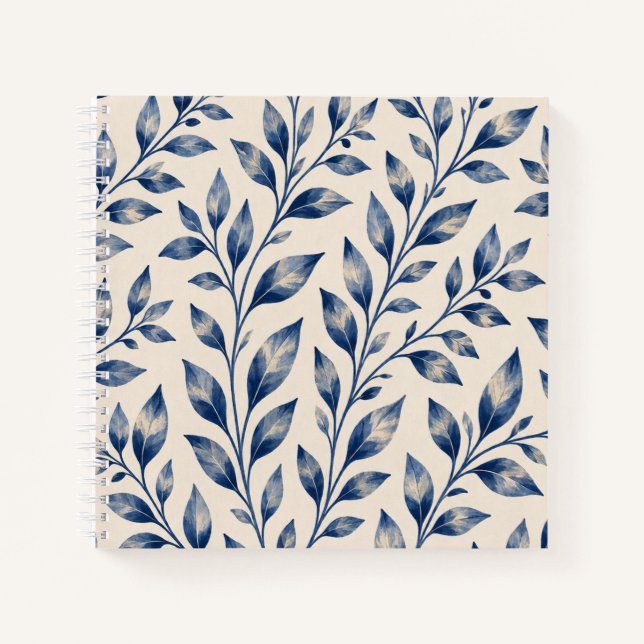 Blue Watercolor Foliage Notebook (Front)