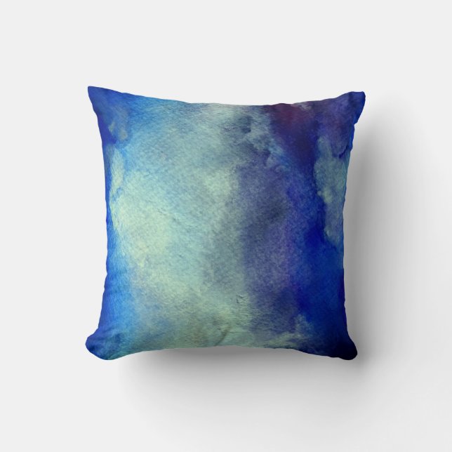 Blue Watercolor Fushion Throw Cushion (Front)