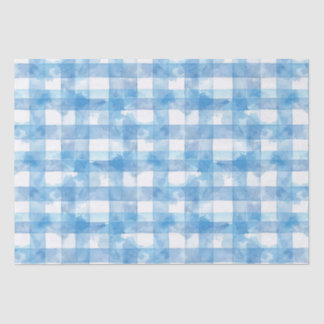Blue Watercolor Gingham Tissue Paper