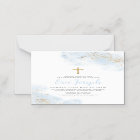 Blue Watercolor Gold Cross Boy Christening Baptism