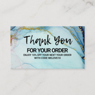 Blue Watercolor Gold Discount Business Card
