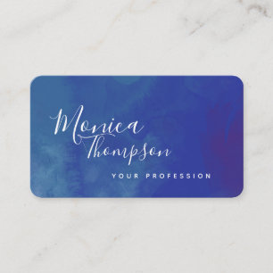 blue watercolor handwritten cursive feminine business card