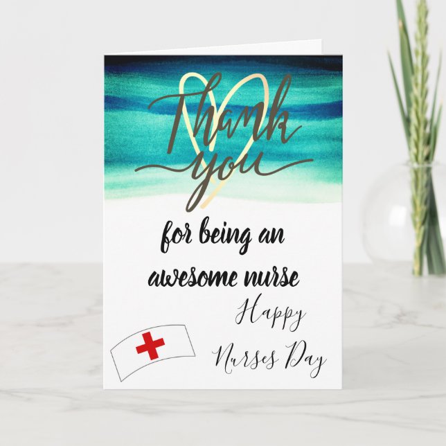 Blue Watercolor Happy Nurses Day  Card (Front)