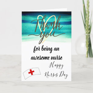 Blue Watercolor Happy Nurses Day  Card