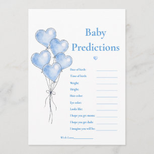 Blue Watercolor Heart Balloon Baby Prediction Game