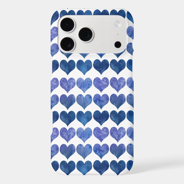 Blue Watercolor Heart Pattern Minimalist Aesthetic (Back)
