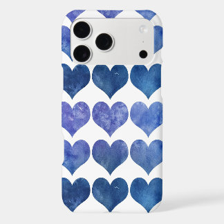 Blue Watercolor Heart Pattern Minimalist Aesthetic