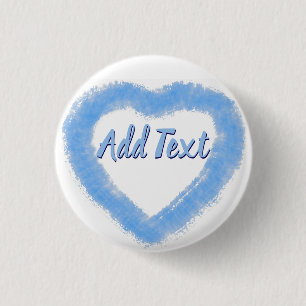 Blue Watercolor Heart Shape 3 Cm Round Badge
