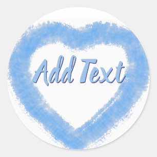 Blue Watercolor Heart Shape Classic Round Sticker