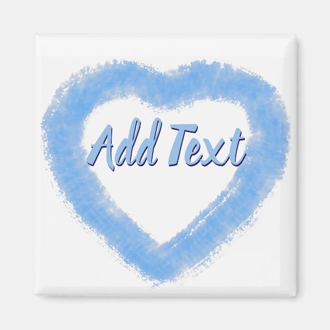 Blue Watercolor Heart Shape Magnet (Front)