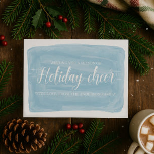 Blue Watercolor Holiday Cheer Flat Card