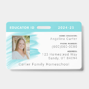 Blue Watercolor Homeschool Educator ID Badge