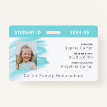 Blue Watercolor Homeschool Student ID Badge