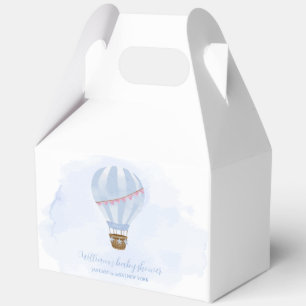 Blue Watercolor Hot Air Balloon Boy Baby Shower Favour Box