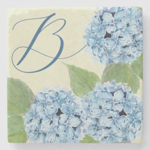 Blue Watercolor Hydrangea Stone Coaster