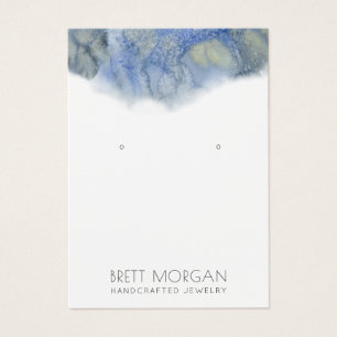 Blue Watercolor Ink Earring Jewellery Display Card