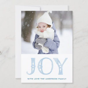 Blue Watercolor JOY Holiday Christmas Photo Card