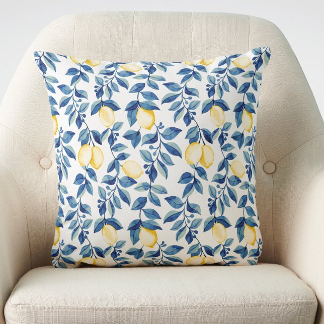 Blue Watercolor Lemon Cushion (Creator Uploaded)